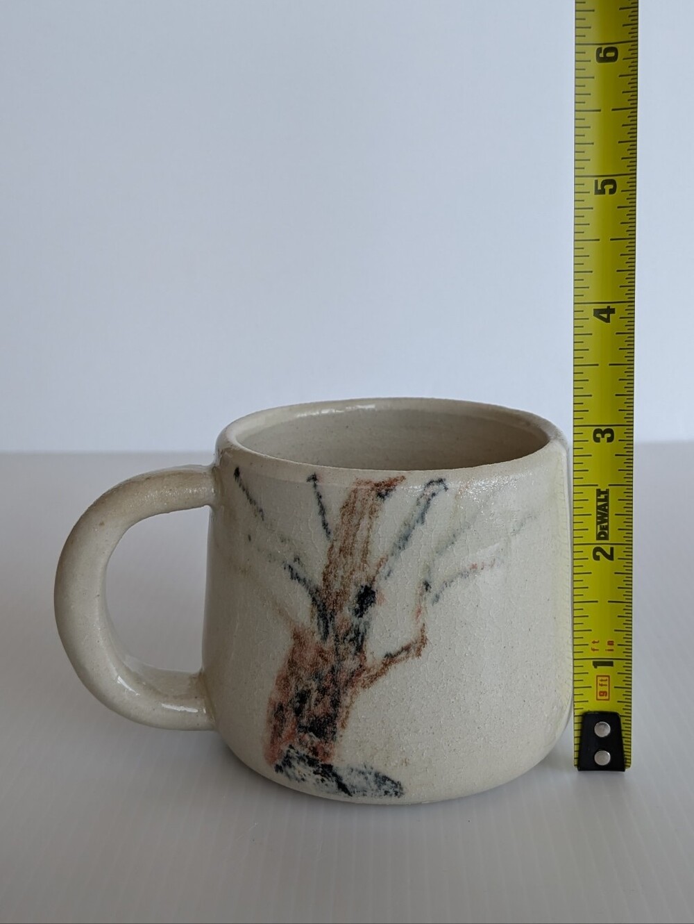 Rustic Studio Pottery Mug Handmade Stoneware Abstract Tree Ceramic Cup - Picture 9 of 10